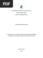 A Análise Custo, Volume e Lucro Na Gestão de Uma Empresa