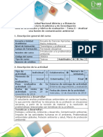 Guía de Actividades y Rúbrica de Evaluación - Tarea 5. Analizar Una Fuente de Contaminación Ambiental