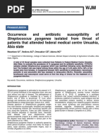 Occurrence and Antibiotic Susceptibility of Patients That Attended Federal Medical Centre Umuahia, Abia State