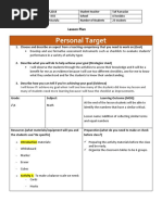 Personal Target: Lesson Plan