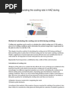 Method of Calculating The Cooling Rate in HAZ During Welding