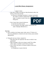 Of Mice and Men Assignment Sheet