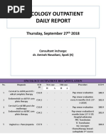 Oncology Outpatient Daily Report: Thursday, September 27 2018