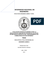 Evaluacion Tecnica Economica para La Reduccion de Compuestos Organicos Volatiles No Metanicos Producto Del Almacenamiento de Combustibles en Una Refin PDF