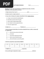 Simple Compound Complex Test Review