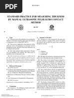 Standard Practice For Measuring Thickness by Manual Ultrasonic Pulse-Echo Contact Method