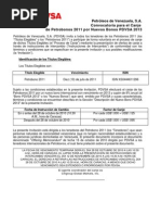 Convocatoria para El Canje de Petrobonos 2011 Por Nuevos Bonos PDVSA 2013