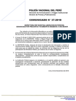 Comunicado PNP #37 - 2018