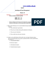 Leadership & Team Management - MGMT623 Spring 2008 Quiz 01