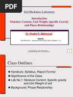 Soil Mechanics Laboratory: Moisture Content, Unit Weight, Specific Gravity and Phase Relationships