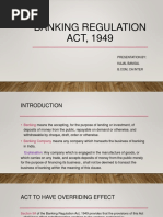 Banking Regulation ACT, 1949: Presentation By: Kajal Bansal