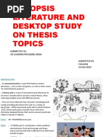 Synopsis Literature and Desktop Study On Thesis Topics: Submitted To, Ar Lakshmi Prasanna Mam