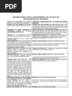 Informe Tecnico para El Mantenimiento de La Planta de Aguas Servidas Del Gir Manta