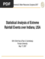 Statistical Analysis of Extreme Rainfall Events Over Indiana, USA