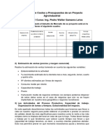 Ejercicios de Costos y Presupuestos de Un Proyecto Agroindustrial