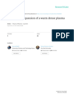 Self-Similar Expansion of A Warm Dense Plasma: Physics of Plasmas July 2013