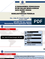 Sinergitas Managemen /pengusaha Dengan SP/SB Dalam Mewujudkan Daya Saing Usaha Dan Kesejahteraan Pekerja