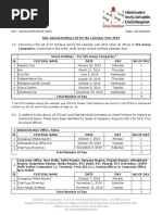 Office Order - Annual Holiday List For The Calendar Year 2019 For SIS Group Companies