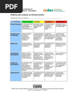 Rúbrica para Evaluar Un Informe Escrito