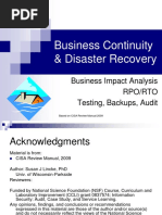 Business Continuity & Disaster Recovery: Business Impact Analysis Rpo/Rto Testing, Backups, Audit