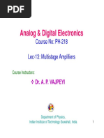 Analog & Digital Electronics: Course No: PH-218 Lec-13: Multistage Amplifiers