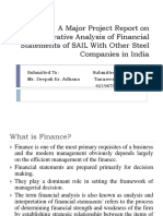 A Major Project Report On Comparative Analysis of Financial Statements of SAIL With Other Steel Companies in India