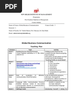 Teaching Plan Global Business Communication - Sem1 - 2018-20