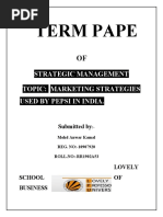 Term Pape: Strategic Management Topic: Marketing Strategies Used by Pepsi in India