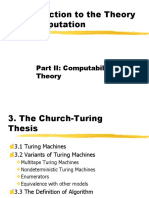 Introduction To The Theory of Computation: Part II: Computability Theory