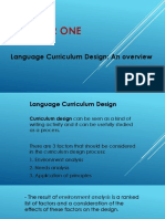 Chapter One: Language Curriculum Design: An Overview