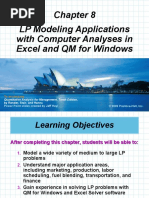 LP Modeling Applications With Computer Analyses in Excel and QM For Windows