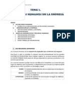 Tema 1 Los Recursos Humanos en La Empresa