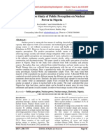 A Quantitative Study of Public Perception On Nuclear Power in Nigeria