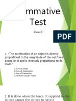 Newton's Laws of Motion Summative Test Science 8