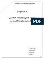 Quality Control Program For An Apparel Manufacturing Unit: Assignment 2