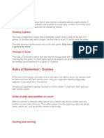 Rules of Badminton - Doubles: A Point To Its Score