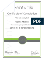 Bartender Barista Certificate