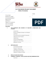 Contents of The Design Project Document (Table of Contents)