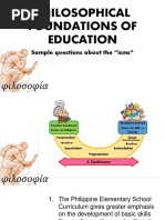 Philosophical Foundations of Education: Sample Questions About The "Isms"