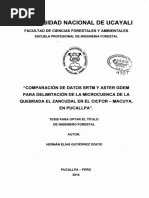 Comparacion de Datos SRTM y Aster Gdem para Delimitacion de Cuencas de La Quebrada El Zancudal