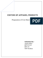 Costing of Apparel Products: Preparation of Cost Sheet