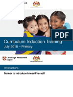 Curriculum Induction Training: July 2018 - Primary