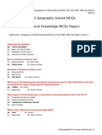 Geography of World Solved MCQs (For CSS, PMS, NTS) GK Paper - (Part-2)