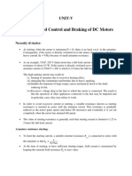 Starting, Speed Control and Braking of DC Motors: Unit-V