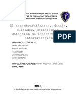 El Espectrofotómetro. Manejo, Cuidados, Calibración. Obtención de Espectros y Su Interpretación.