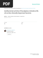 Antibacterial Activity of Eucalpytus Citriodora Hk. Oil On Few Clinically Important Bacteria