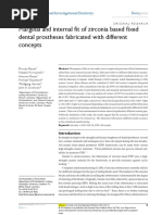 Marginal and Internal Fit of Zirconia Based Fixed Dental Prostheses Fabricated With Different Concepts