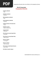 Geographical Records (One Liner MCQs For All Competitive Exams)