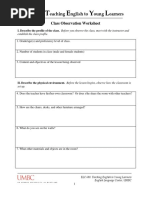 Class Observation Worksheet PDF