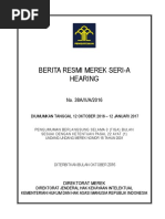 Berita Resmi Merek Seri-A Hearing: No. 38A/X/A/2016